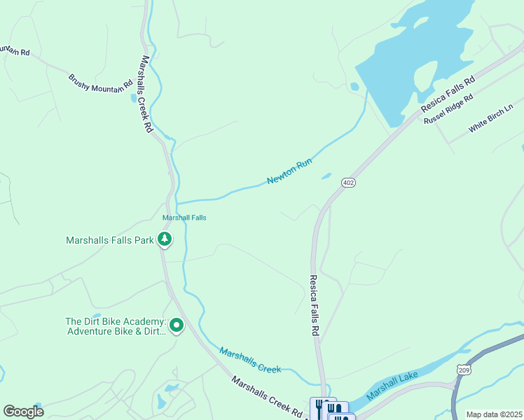 map of restaurants, bars, coffee shops, grocery stores, and more near 14 Newton Run Drive in East Stroudsburg