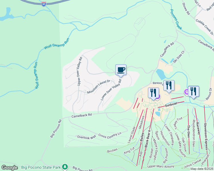 map of restaurants, bars, coffee shops, grocery stores, and more near 470 Cedar Ct in Tannersville