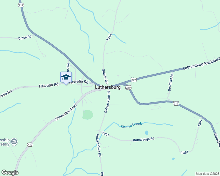 map of restaurants, bars, coffee shops, grocery stores, and more near in Luthersburg