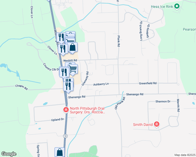 map of restaurants, bars, coffee shops, grocery stores, and more near 274 Ashberry Lane in New Castle