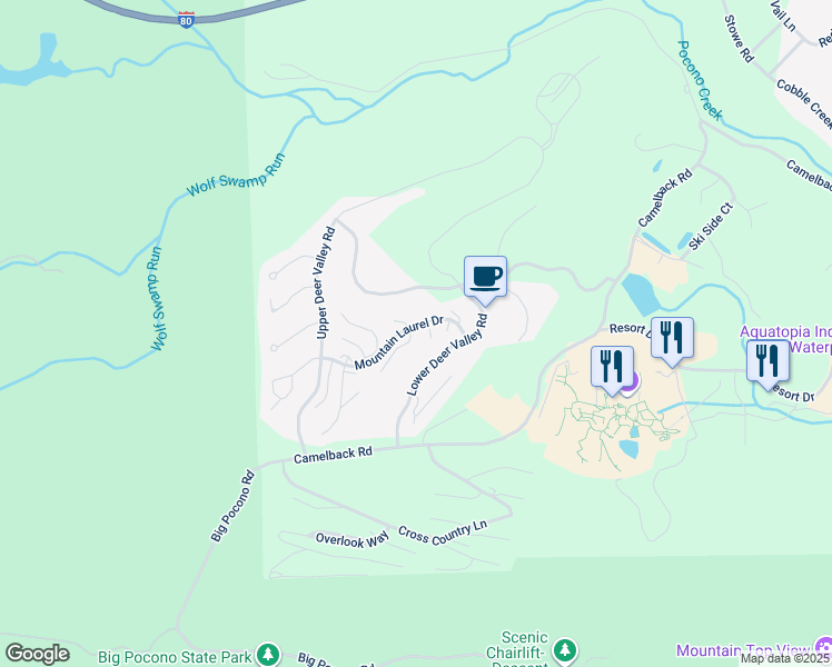 map of restaurants, bars, coffee shops, grocery stores, and more near 453 Maple Court in Tannersville