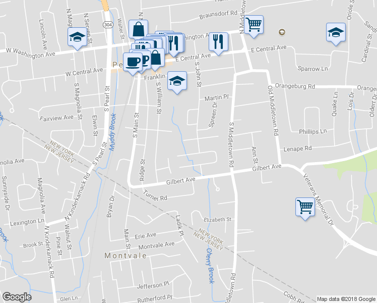 map of restaurants, bars, coffee shops, grocery stores, and more near 146 Meyer Oval in Pearl River
