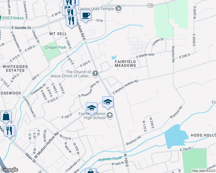 map of restaurants, bars, coffee shops, grocery stores, and more near 1151 North Daniel Drive in Kaysville