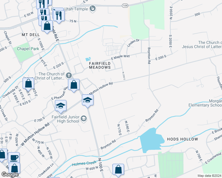 map of restaurants, bars, coffee shops, grocery stores, and more near 102 East Mutton Hollow Road in Kaysville