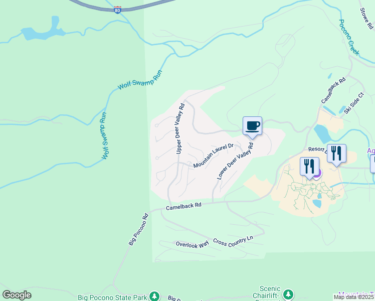 map of restaurants, bars, coffee shops, grocery stores, and more near 374 Linden Court in Tannersville