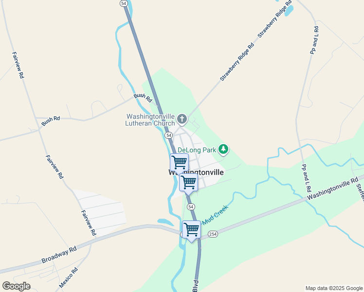 map of restaurants, bars, coffee shops, grocery stores, and more near Grape Alley in Washingtonville