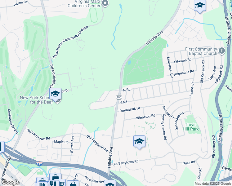 map of restaurants, bars, coffee shops, grocery stores, and more near 3 Granada Crescent in White Plains