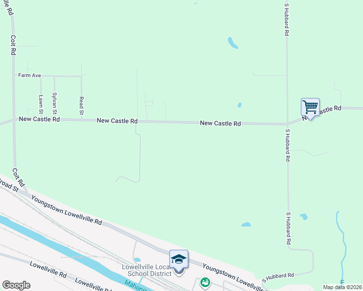 map of restaurants, bars, coffee shops, grocery stores, and more near 4591 New Castle Road in Lowellville