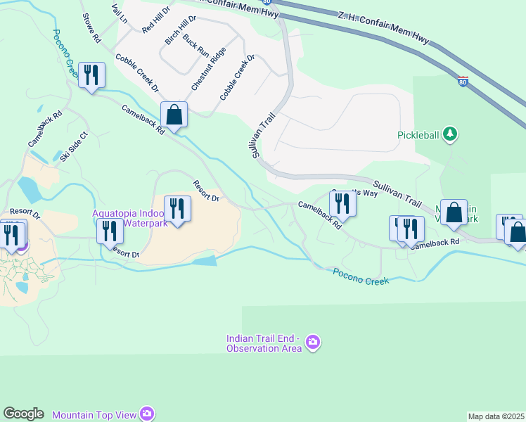 map of restaurants, bars, coffee shops, grocery stores, and more near 150 Ridge Drive in Tannersville