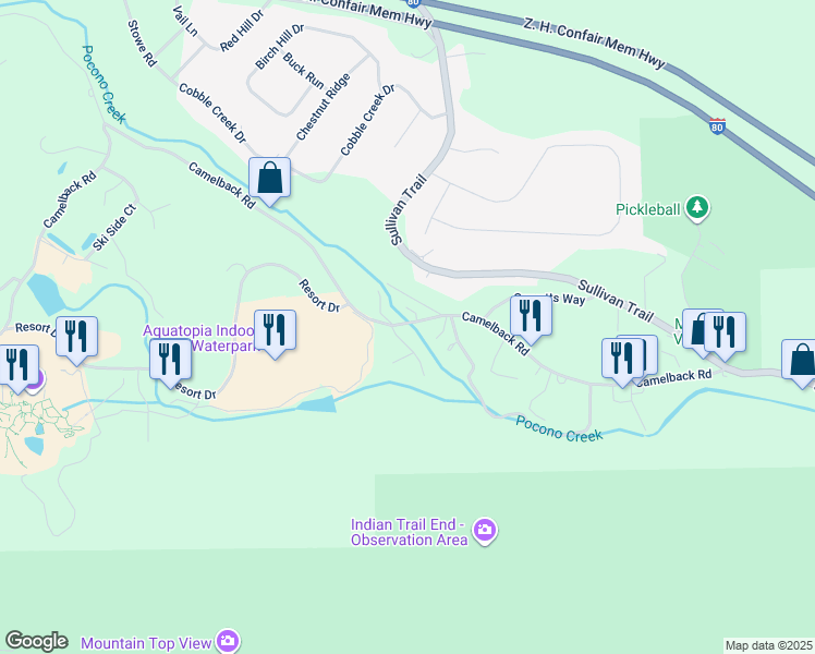 map of restaurants, bars, coffee shops, grocery stores, and more near 150 Ridge Drive in Tannersville