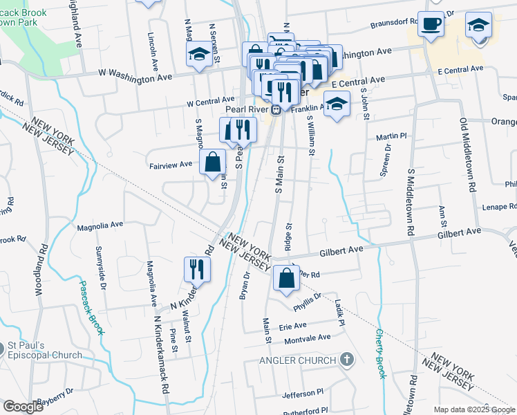 map of restaurants, bars, coffee shops, grocery stores, and more near 21 Sgt Ingram Court in Pearl River