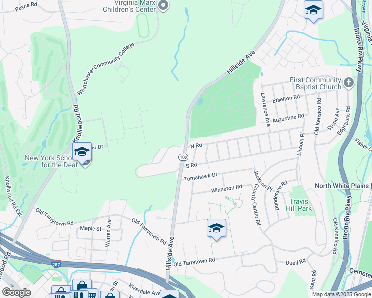 map of restaurants, bars, coffee shops, grocery stores, and more near 3 Granada Crescent in White Plains