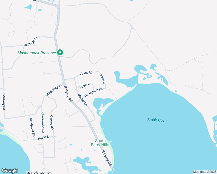 map of restaurants, bars, coffee shops, grocery stores, and more near 14 Irene Lane in Shelter Island