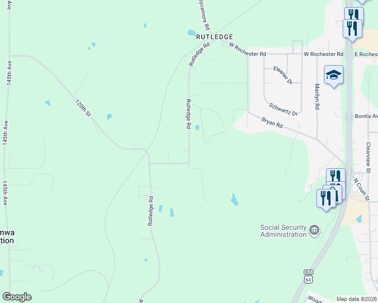 map of restaurants, bars, coffee shops, grocery stores, and more near 11618 Rutledge Rd in Ottumwa