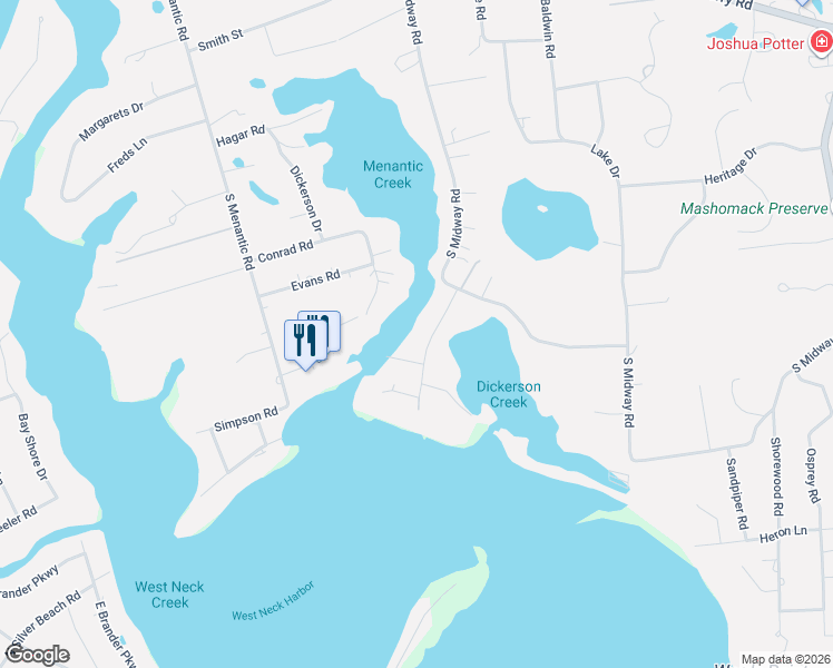 map of restaurants, bars, coffee shops, grocery stores, and more near 12 Tarkettle Road in Shelter Island