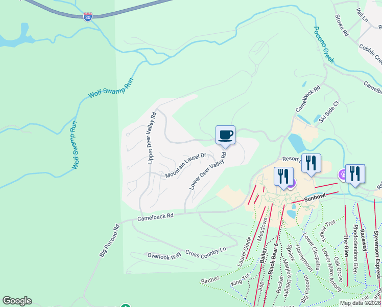 map of restaurants, bars, coffee shops, grocery stores, and more near 456-470 Cedar Court in Tannersville