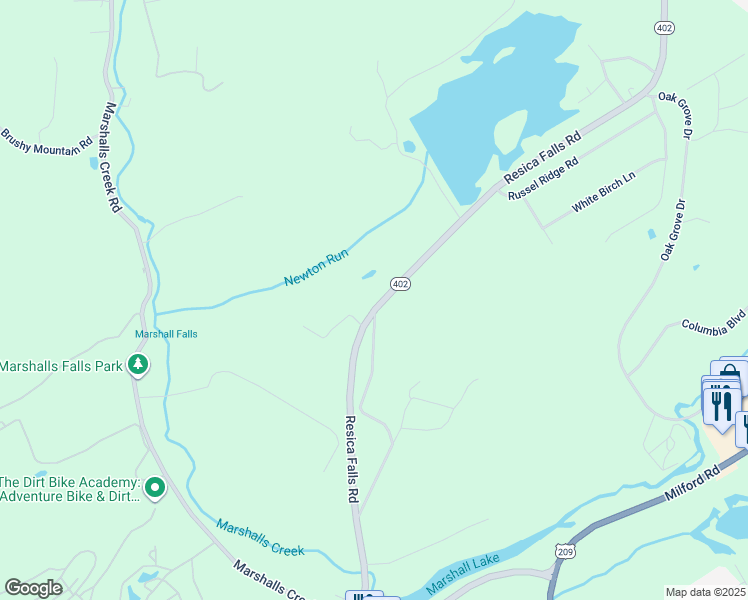 map of restaurants, bars, coffee shops, grocery stores, and more near 14 Newton Run Drive in East Stroudsburg