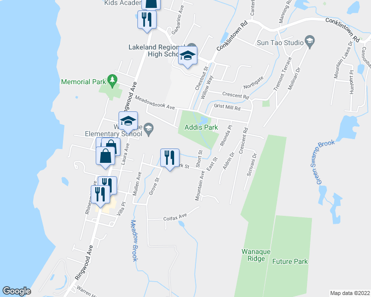 map of restaurants, bars, coffee shops, grocery stores, and more near 2 Short Street in Wanaque
