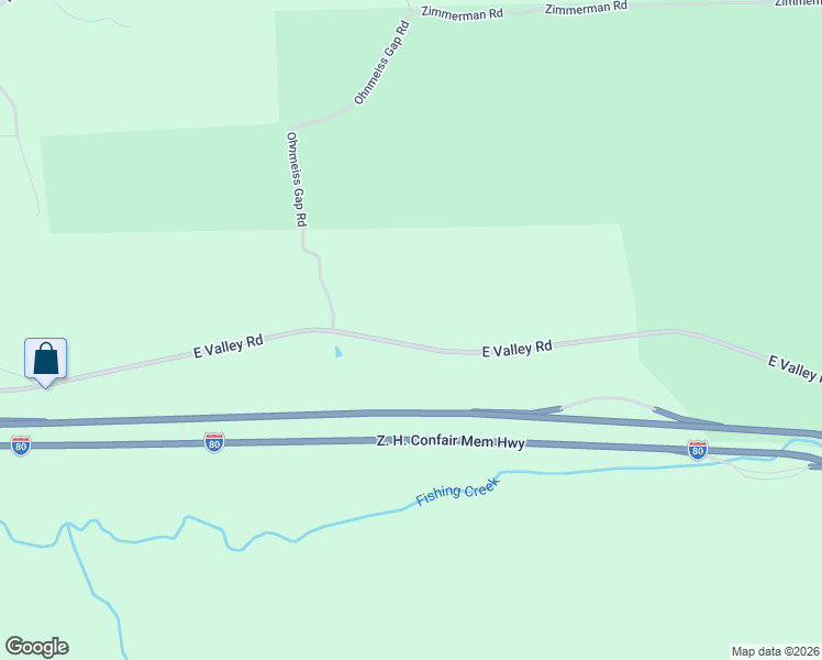 map of restaurants, bars, coffee shops, grocery stores, and more near 3665 East Valley Road in Loganton