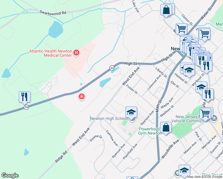 map of restaurants, bars, coffee shops, grocery stores, and more near 64 West End Avenue in Newton