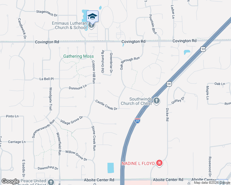 map of restaurants, bars, coffee shops, grocery stores, and more near 8624 Kings Mill Pl in Fort Wayne