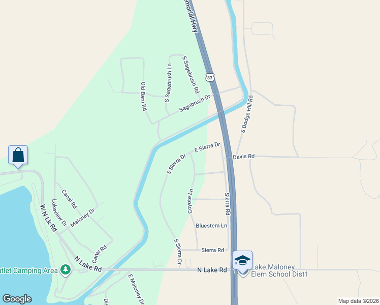 map of restaurants, bars, coffee shops, grocery stores, and more near 601 South Sierra Drive in North Platte