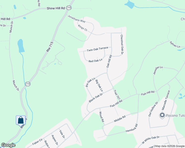map of restaurants, bars, coffee shops, grocery stores, and more near 607 Pin Oak Ln in Tannersville