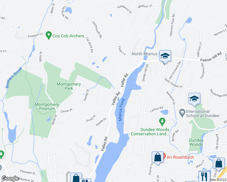 map of restaurants, bars, coffee shops, grocery stores, and more near 4 Waterfall Lane in Greenwich