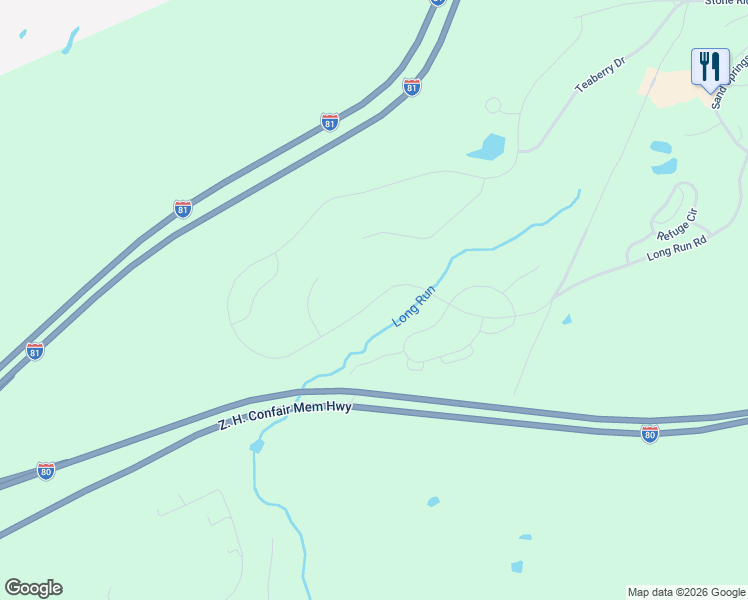 map of restaurants, bars, coffee shops, grocery stores, and more near Interstate 80 in Drums