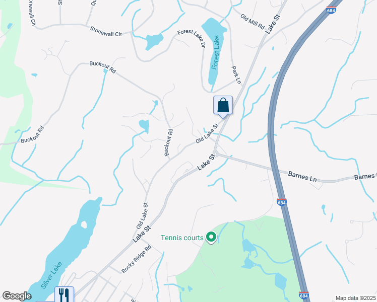 map of restaurants, bars, coffee shops, grocery stores, and more near 110 Old Lake Street in Harrison