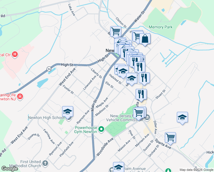 map of restaurants, bars, coffee shops, grocery stores, and more near 3 Elm Street in Newton