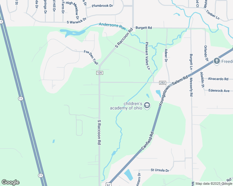 map of restaurants, bars, coffee shops, grocery stores, and more near 4483 Mellinger Road in Canfield