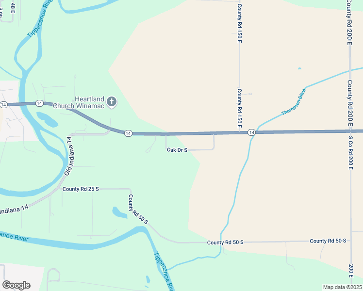map of restaurants, bars, coffee shops, grocery stores, and more near 1255 Highway 14 in Winamac