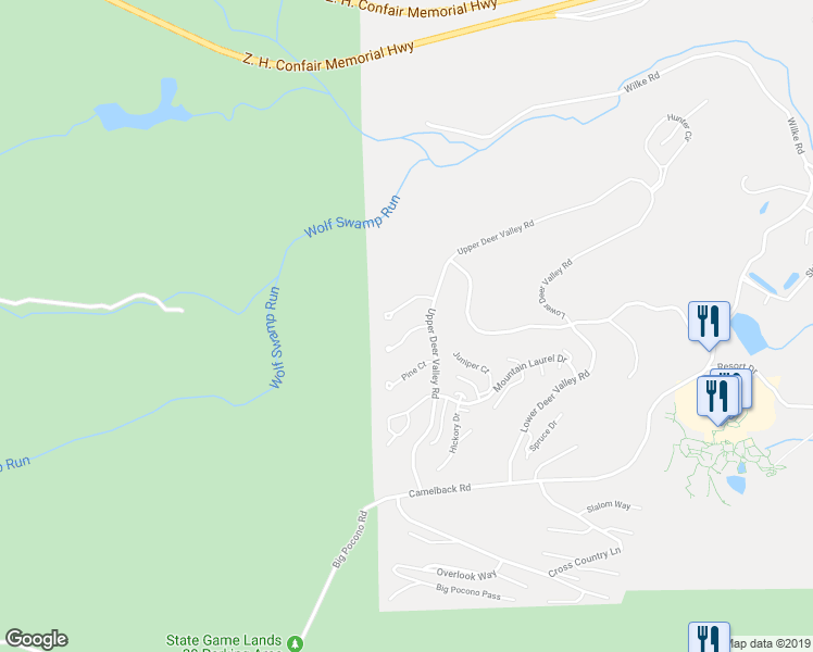 map of restaurants, bars, coffee shops, grocery stores, and more near 184 Hawthorne Court in Tannersville