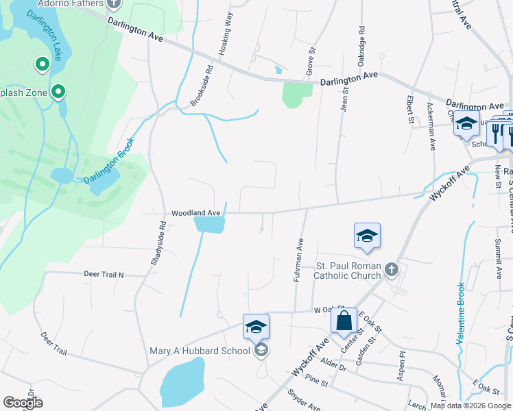 map of restaurants, bars, coffee shops, grocery stores, and more near 275 Woodland Ave in Ramsey