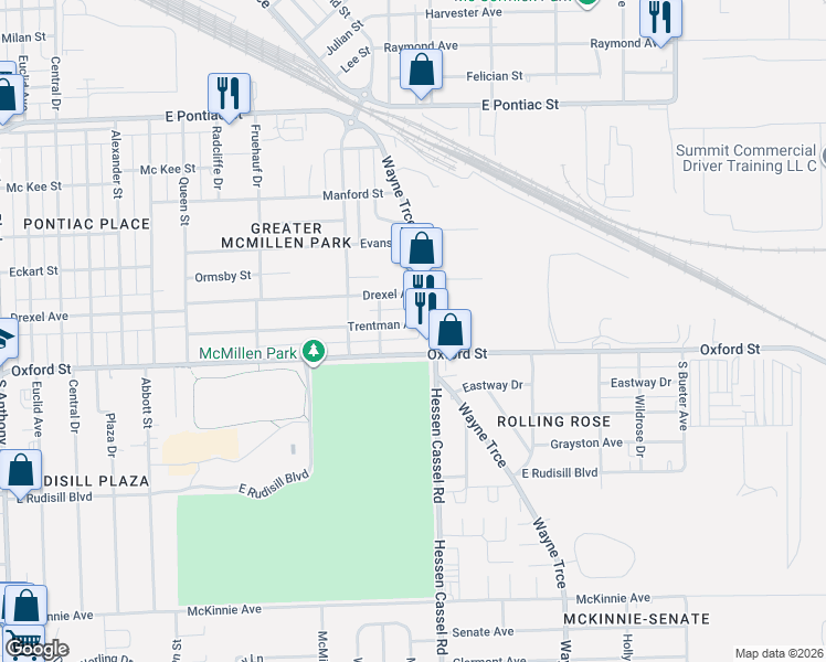 map of restaurants, bars, coffee shops, grocery stores, and more near 3024 Trentman Avenue in Fort Wayne