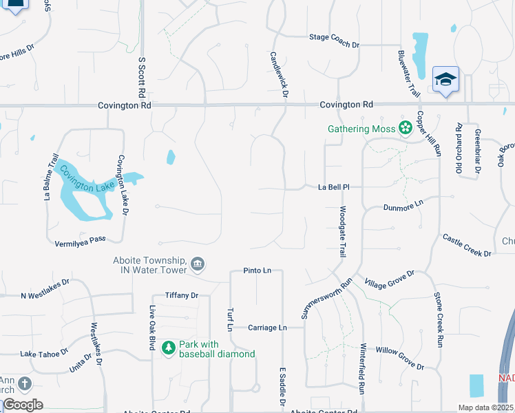 map of restaurants, bars, coffee shops, grocery stores, and more near 9606 Kasota Court in Fort Wayne