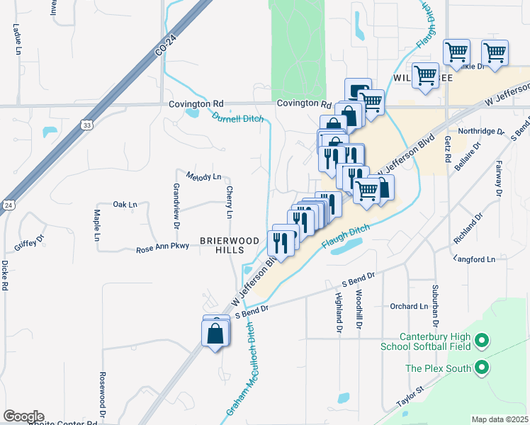 map of restaurants, bars, coffee shops, grocery stores, and more near 6701 Mallard Cove Terrace in Fort Wayne