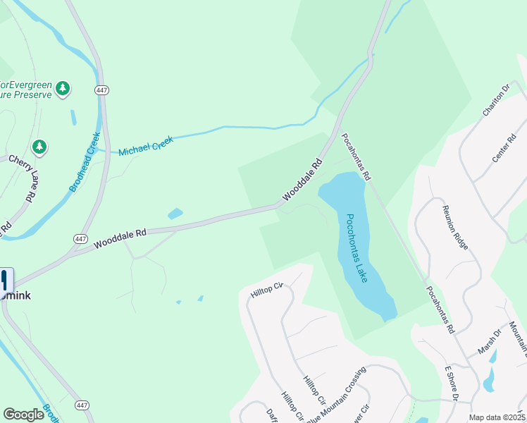 map of restaurants, bars, coffee shops, grocery stores, and more near 120 Wooddale Rd in East Stroudsburg