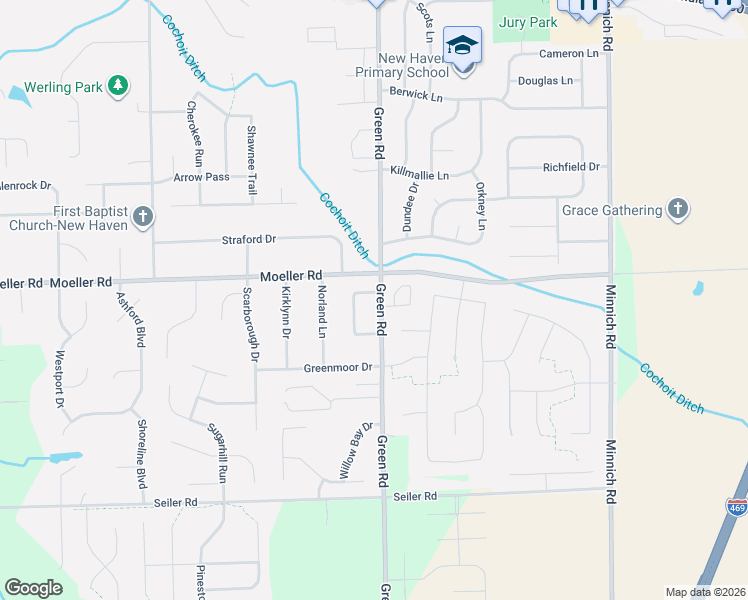 map of restaurants, bars, coffee shops, grocery stores, and more near 3612 Green Road in New Haven