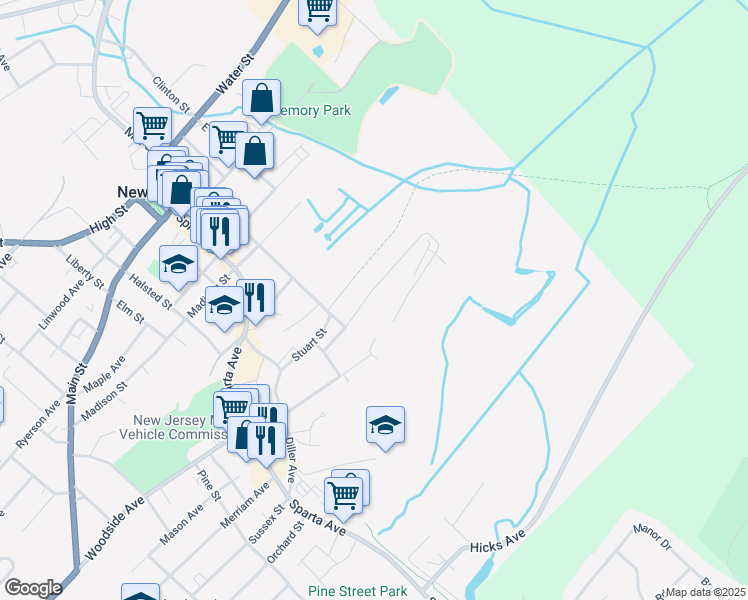 map of restaurants, bars, coffee shops, grocery stores, and more near 39 Mount View Street in Newton