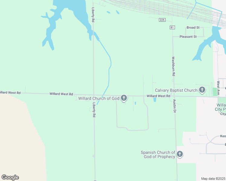 map of restaurants, bars, coffee shops, grocery stores, and more near 4610 Willard West Road in Willard