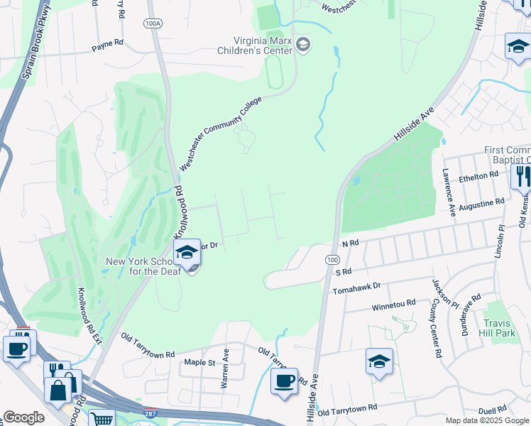 map of restaurants, bars, coffee shops, grocery stores, and more near 411 South Chelsea Road in White Plains