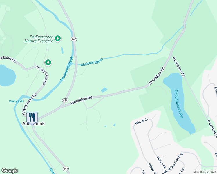 map of restaurants, bars, coffee shops, grocery stores, and more near 71 Wooddale Road in East Stroudsburg