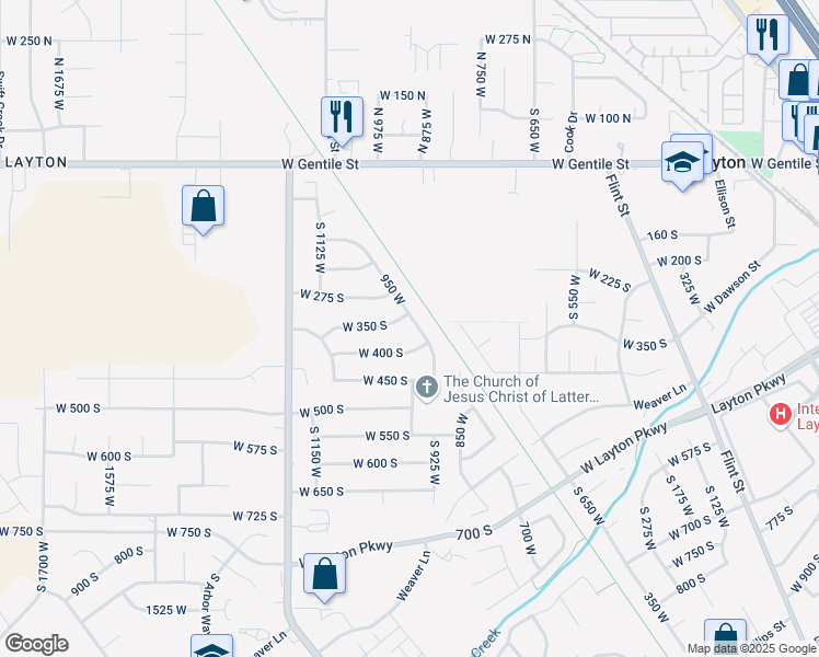 map of restaurants, bars, coffee shops, grocery stores, and more near 362 South 950 West in Layton