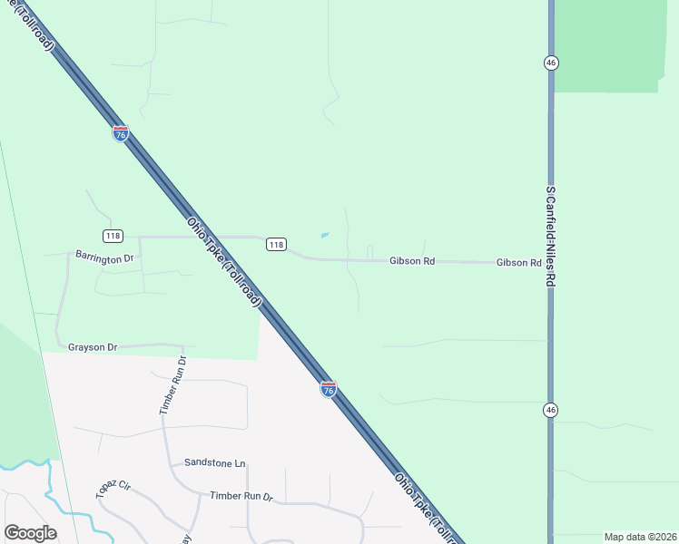 map of restaurants, bars, coffee shops, grocery stores, and more near 6343 Gibson Road in Canfield
