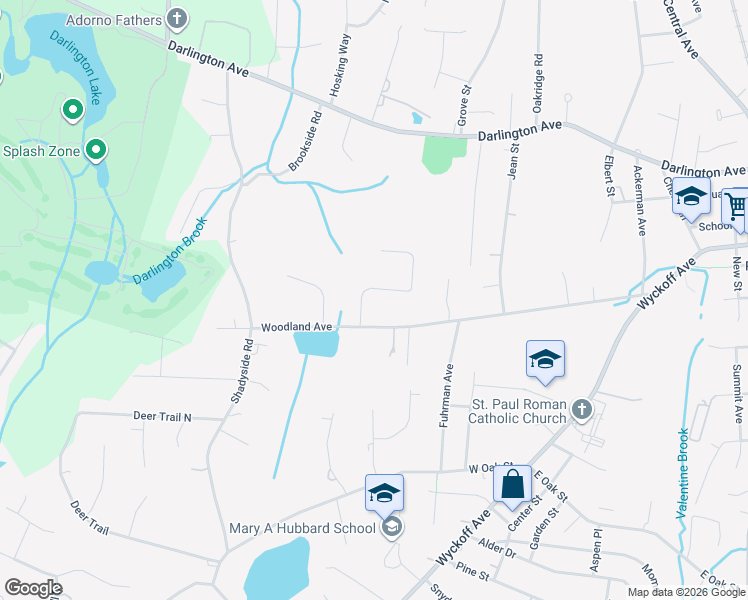 map of restaurants, bars, coffee shops, grocery stores, and more near 275 Woodland Avenue in Ramsey