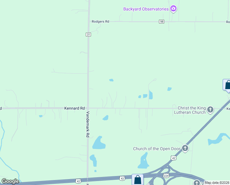 map of restaurants, bars, coffee shops, grocery stores, and more near 8663 Kennard Road in Lodi
