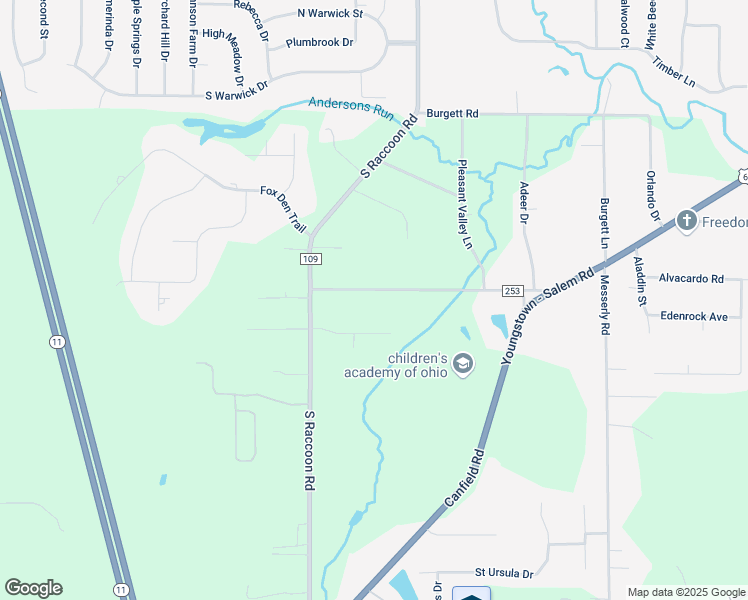 map of restaurants, bars, coffee shops, grocery stores, and more near 4483 Mellinger Road in Canfield