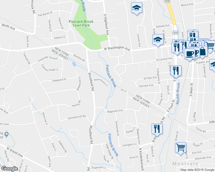 map of restaurants, bars, coffee shops, grocery stores, and more near 29 Westminster Court in Montvale